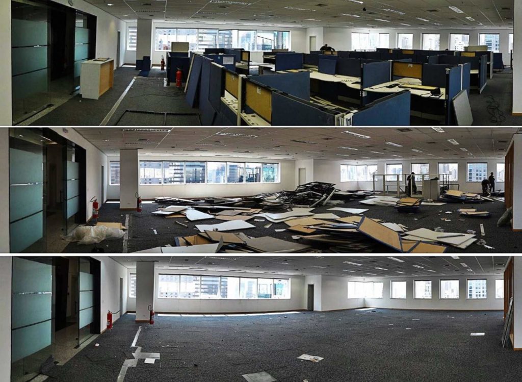 Desmobilização de empresas, descarte de móveis de escritório